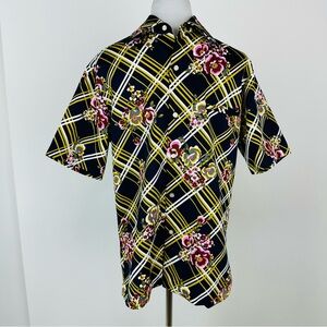 Vintage Tori Richard Honolulu Unique Floral Button Down Shirt Geometric Sz Small